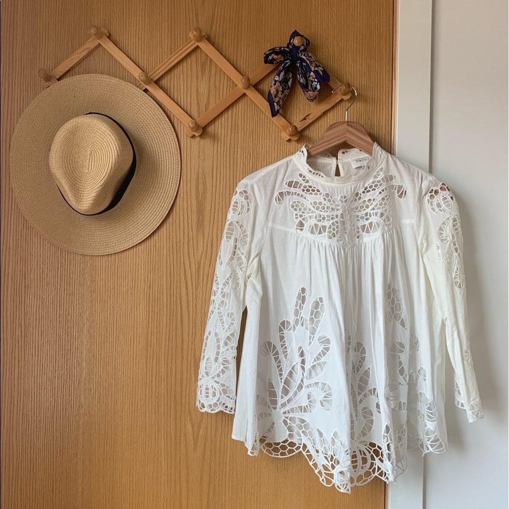 ANTHRO Harlyn Lace and Eyelet Blouse